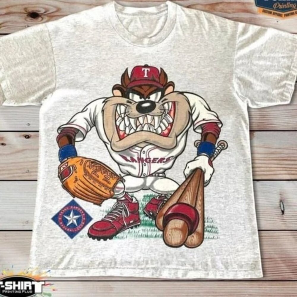 REMAKE MLB Texas Rangers Looney Tunes Taz T-shirt, Texas Rangers Shirt